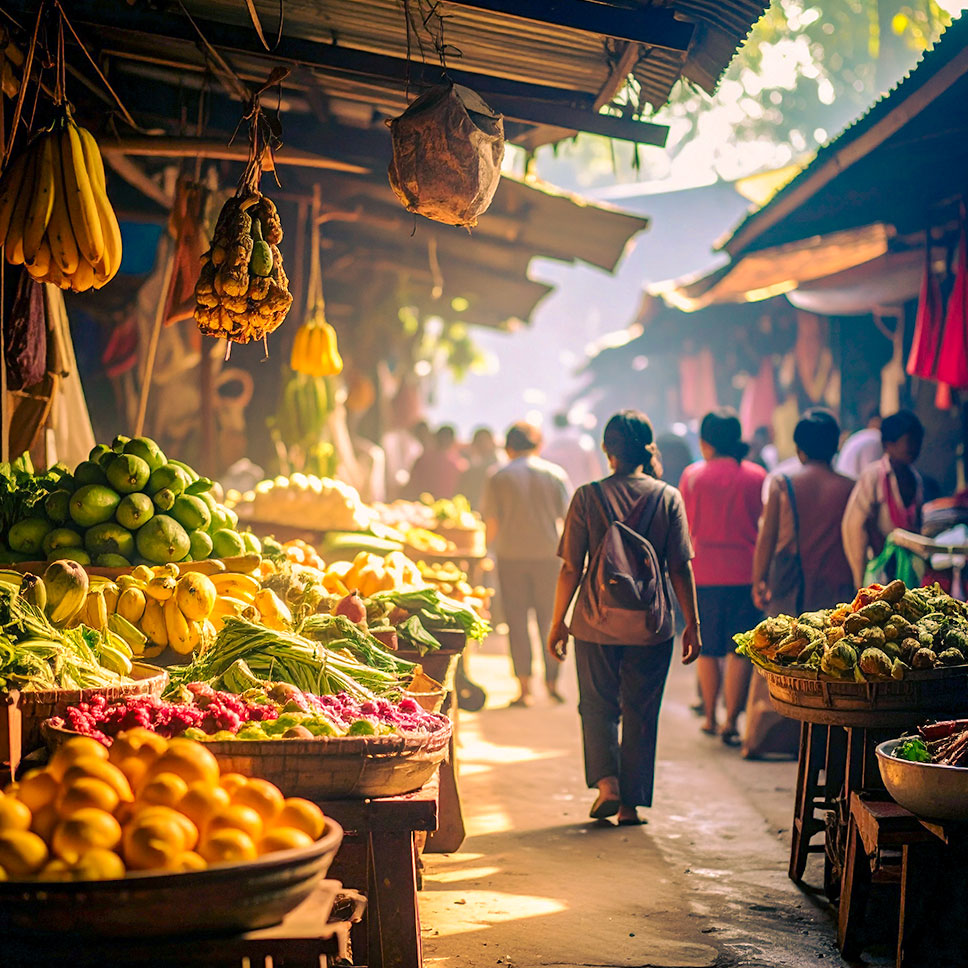 Belebter Markt in Singaraja auf Bali.