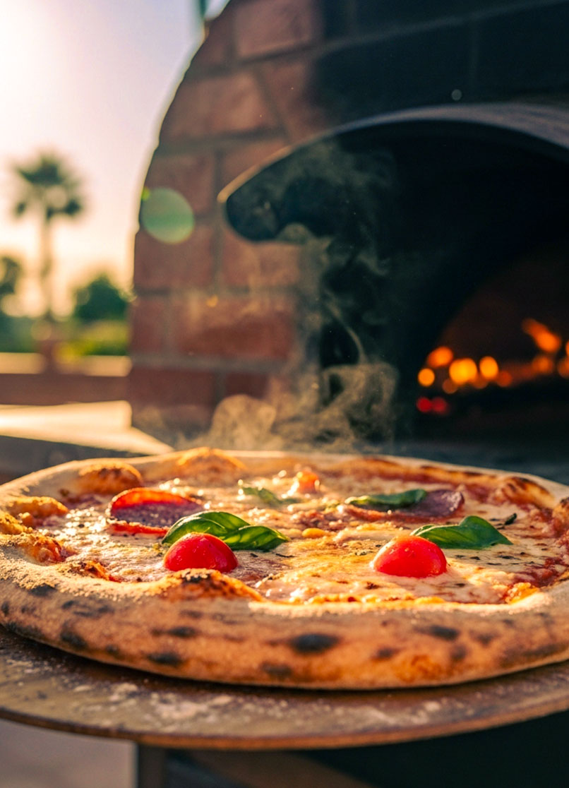 Frische Pizza aus dem Steinofen im Bali Villa Dive Resort.