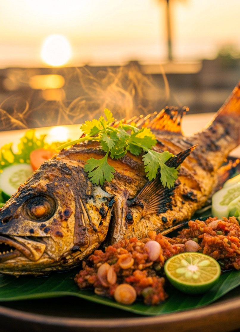 Frischer Fisch vom Grill im Bali Villa Dive Resort.